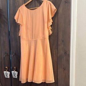 Ladies Orange Ruffle Sleeve Dress